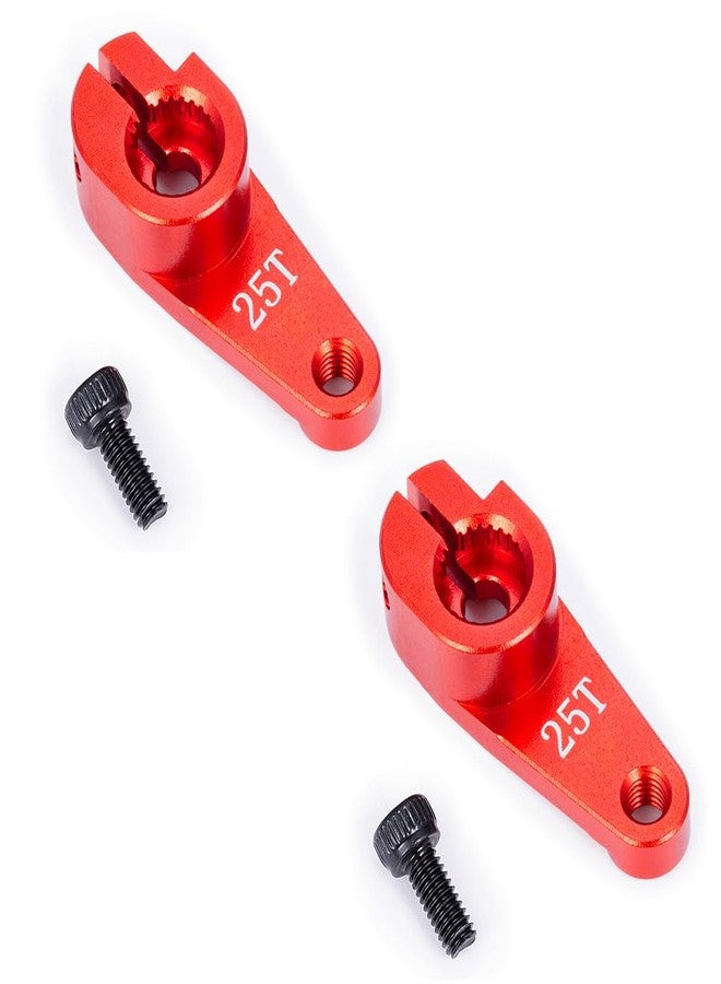 RCHUBAM Aluminum 25T Servo Horn 1/10 RC Steering Arm Server Rocker Compatible with Futaba Savox Power HD HSP Servos Motor 1/10 RC Car Truck,Red (2Pcs 25T (15mm)) - Image 1